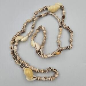 Conch Cowrie Ocean Seashell Necklace Approx 16 Inches